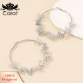 Carat Lady Circle Earrings Shiny Ladies Fashion Hollow Out Butterfly Hoop Earrings. 