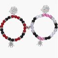 2Pcs/set Spider Superhero Friendship Bracelets Halloween Couple Bracelet Heart Energy Stone Beads Charm Bangle for Women Girl. 