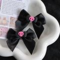 1PC Pink Coolemy Popular Simple Elegant Ins Style Sweet Hair Pins Hair Accessories Girls Black Bow Skull Women Hair Rope Ponytail Holder. 
