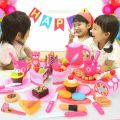 37/55/80PCS Children Play Simulation Kitchen Toy Happy Birthday Cake DIY Food Cutting Set 3. 