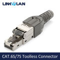 Linkwylan CAT6A CAT7 RJ45 Modular Ethernet Cable Plug Shielded Connector Field Termination Reusable Shielded STP for 22-26AWG. 