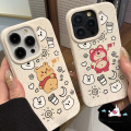 Cartoon Strawberry Bear Phone Case Compatible For iPhone 7plus XR 11 15 13 14 12 Pro Max X 7 15 6 8 6S Plus XS MAX SE 2020 Winnie the Pooh Doodle Degradable Soft Cover. 