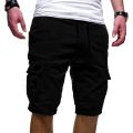 Summer Men Cargo Half Pants Casual Elastic Waist Pocket Solid Pocket Loose Shorts Oversized S-5XL BSDFS-ZK36.