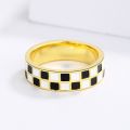 Exquisite Fashion Woman's for Ring Black and White Ring Minimalist Checkerboard Ring Handmade Enamel Party Wedding Ring.