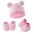 3pcs/set Cotton Newborn Cap with Anti Scratch Mittens and Foot Cover Infant Warm Headwear Baby Gloves with Socks Set Bzzo.