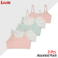 Pack of 3 Assorted Cotton Girls Bra Crop Cami Training Bras for Little Girl with Adjustable Straps From Levin. 