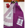 Tuly New Gorgeous Purple Color Unstitched Cotton Block Print Shalwar Kameez Three Piece [ 3 Piece ] - 3 Pice Dress. 