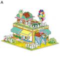 4Pcs/Set Puzzle Toy Fine Workmanship Concentration Capability Easy to Install Children House 3D Jigsaw Birthday Gift. 