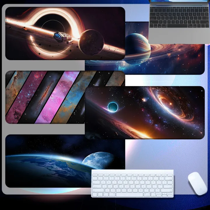 Space mouse pad, oversized starry sky premium cosmic keyboard pad, dirt ...