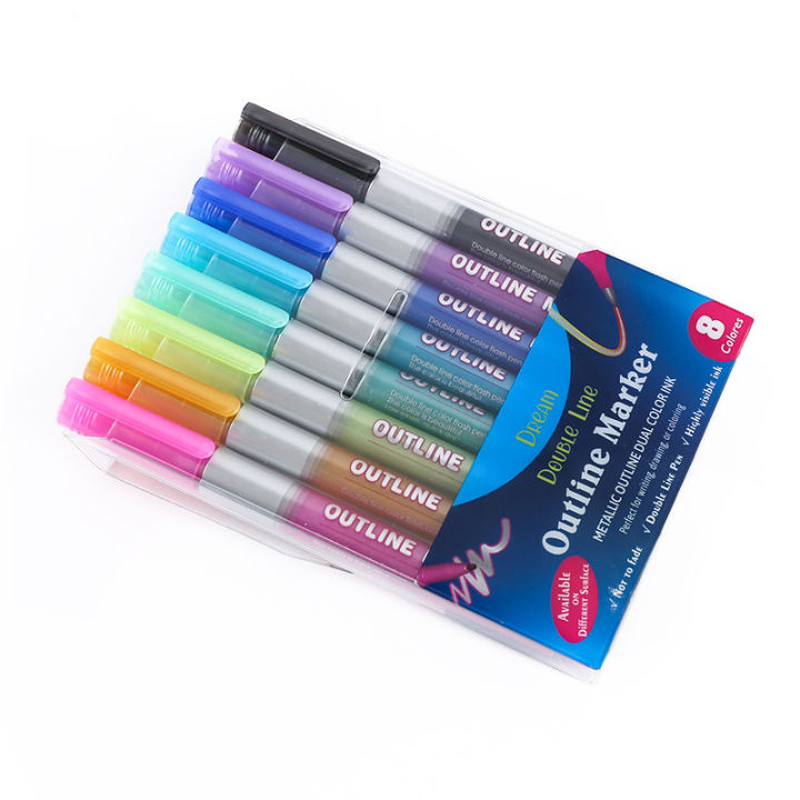 Double%20Ended%20Outline%20Marker%20Metallic%20Outline%20Dual%20Color%20Ink%20Perfect%20for%20Writing%20Drawing%20or%20Coloring%208%20Colors%20-%20Image%209