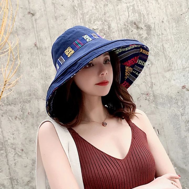 K41%20Women's%20Hat%20Bucket%20Hat%20Fashion%20All-match%20Four%20Seasons%20Big%20Brim%20Panama%20Basin%20cap%20Double-Sided%20Fisherman%20Hat%20Women's%20Sun%20Hat%20-%20Image%203