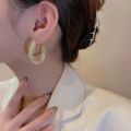 Stainless Steel Twisted Hollow Circle Versatile Simple Earrings Jewelry Bride Wedding Engagement Gift. 