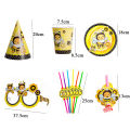 Bee Birthday Party Decors Disposable Tableware Kit Bee Yellow Black Polka Dot Balloons Kids Birthday Bee Baby Shower Supplies. 