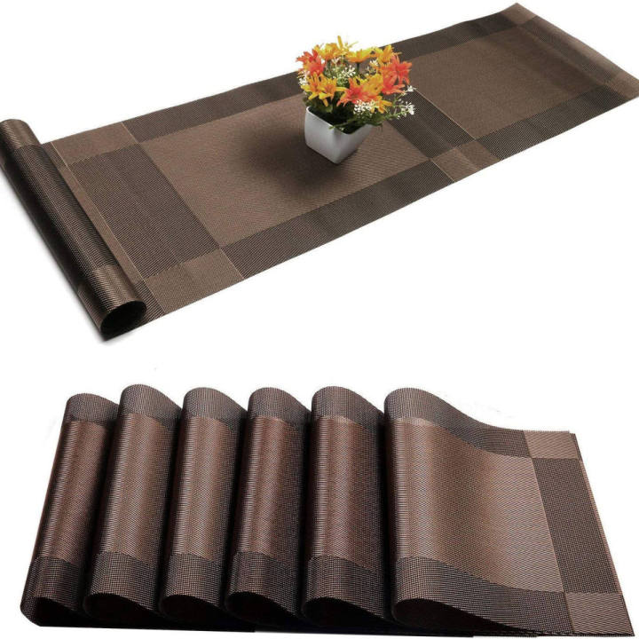6 Dinning Table Mat With 1 Runner (6+1=7 Pcs) Table Mats Set - PVC