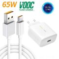 Oppo Super VOOC 65W Flash Fast Charger Type C(1 Meter) For A3s, A5 A7 A1 A1k A71 A83 A57 A59 A33 A9 A9 2020 F11 F17 F19 PRO Fast Charging. 