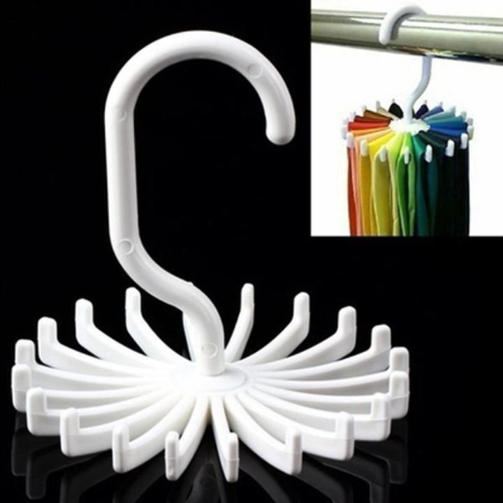 Men 20 Hooks Rotating Belt Scarf Rack Organizer Adjustable Neck Tie Hanger Holds