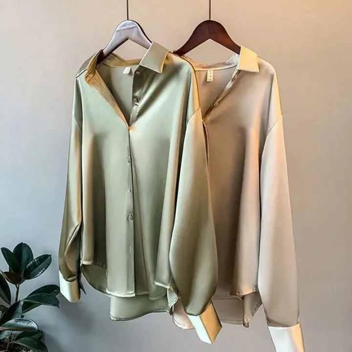 2022%20Silk%20Korean%20Office%20Ladies%20Elegant%20Shirt%20Blouse%20Women%20Fashion%20Button%20Up%20Satin%20Shirt%20Vintage%20White%20Long%20Sleeve%20Shirts%20Tops%20-%20Image%202