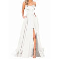 Light Blue Split Prom Long Dresses 2023 Elegant Women's Party Night Formal Maxi Evening Dress Spaghetti Straps Vestidos Robe. 