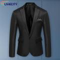 Men Lightweight Stylish Slim Fit Suit Jacket for Business Wedding Black White Stitching less Than Wedding Party. 