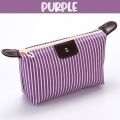 Large Capacity Nylon Stripe Cosmetic Zipper Bag Waterproof Toiletry Skincare Organizer Pouch Portable Travel Accessories. 