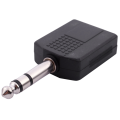3X Mono 6.35mm Male Plug to Dual 6.35mm Female Socket Splitter Adapter Connector.