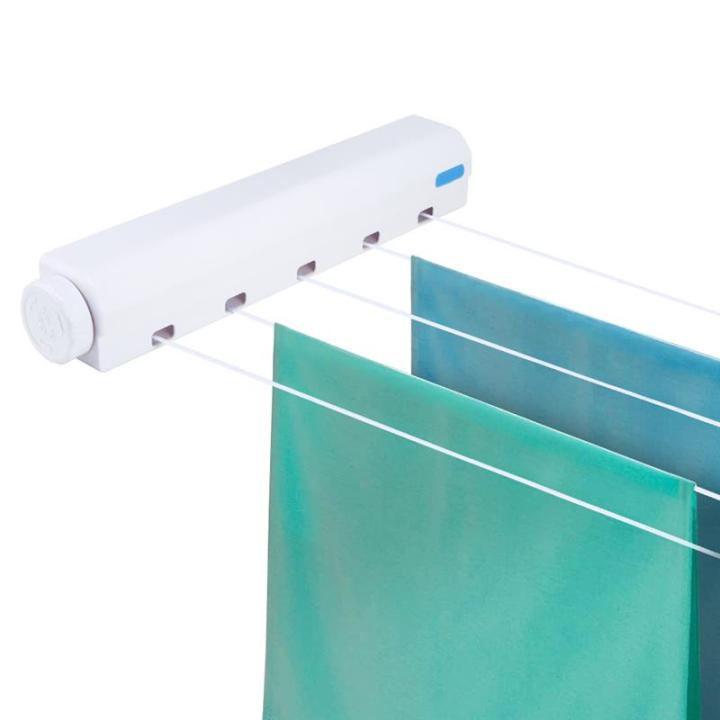 10 Feet Automatic Telescopic Clothesline 4 Wires Wall Mounted Retractable Laundry Hanger Indoor Drying Rack Towel with Hook