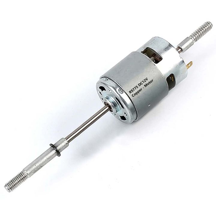 RS 755 Motor 12V Universal Torque Low Noise High Speed Long Shaft Thread Screw Double Shaft DC Fan Motor For Rechargeable Fan Spear Motor