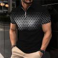 HoneyYami New Summer T Shirts for Men 2023 Short Sleeve Turn-down Collar Letter Printing Button Striped Polo Tees Fashion Pullover Tops.
