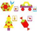 155 Pcs Wooden Pattern Blocks Set Geometric Shape Puzzle Kindergarten Classic Educational Montessori Tangram Toys for Kids.