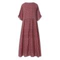 ZANZEA Women Flared Short Sleeve Summer T-Shirt Dress Polka Dot Long Maxi Dress.