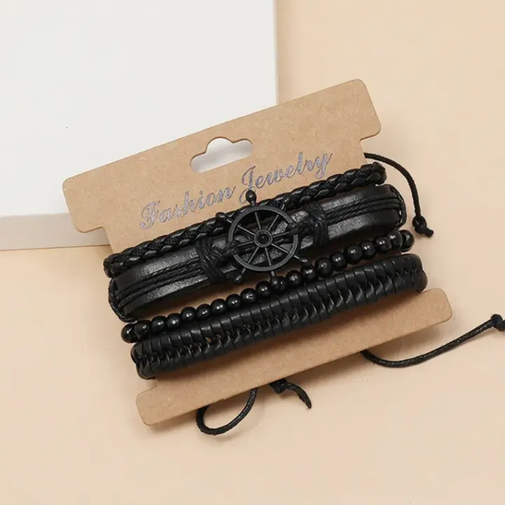 Fashionable%20Trendy%204%20Pcs/%20Set%20Multilayer%20Leather%20Bracelet%20for%20Men%20Simple%20Stylish%20-%20Vintage%20Wooden%20Leather%20Rope%204%20Pcs/set%20Adjustable%20Bracelet%20for%20Men%20New%20Collection/%20Couple%20Bracelet%20for%20Boys%20-%20Image%208