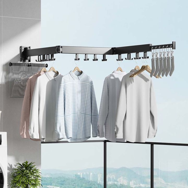 Folding%20Clothes%20Hanger%20%20Aluminum%20Retractable%20Drying%20Rack%20%20Wall-mounted%20Laundry%20Storage%20%20Space%20Save%20%20Home%20Hotel%20Clothes%20Hanger%20-%20Image%203