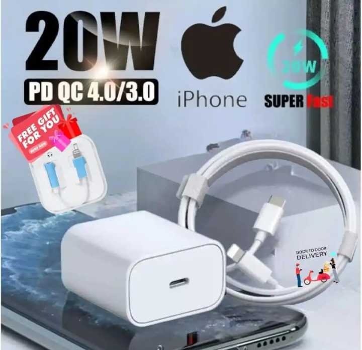 iPhone 13 Pro Max 20 watt charger with type -C to lighting fast cable Apple(Free iphone Lightning To Jack Audio) 20 watt charger