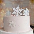 20pcs Plastic Snowflake Cake Topper Girl Princess Birthday Cupcake Topper Christmas Baby Shower Wedding Party Glitter Cake Decor. 