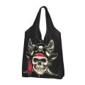 Custom Space Pirate Captain Harlock Shopping Bag Women Portable Large Capacity Grocery Japan Anime Manga Tote Shopper Bags. 