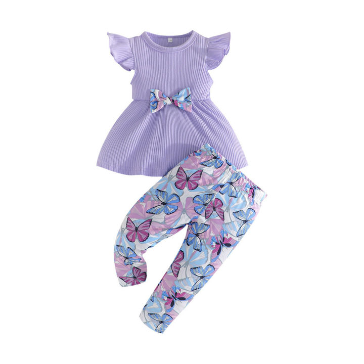 GC%20Toddler%20Girls%20Clothes%20Outfit%20Cotton%20Pit%20Strip%20Flutter%20Sleeve%20Top%20Butterfly%20Print%20Pants%202%20Piece%20Outfits%20-%20Image%209