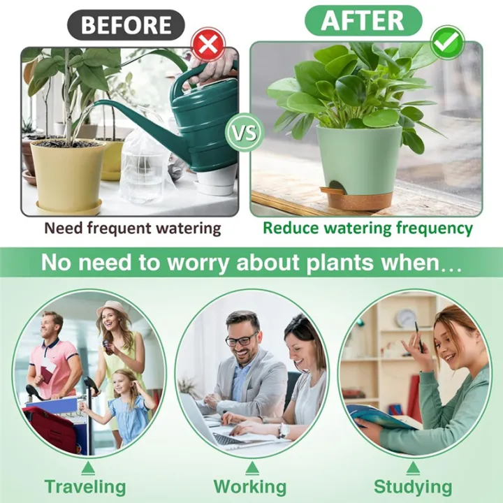 3Pack%206.5Inch%20Self%20Watering%20Pots%20for%20Indoor%20Plants,Flower%20Pots%20Planter%20with%20Drainage%20Holes%20and%20Wick%20Rope%20Durable%20,White%20-%20Image%208