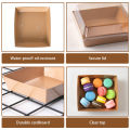 10pcs Kraft Paper Cake Paper Charcuterie Boxes With Clear Lids Food Wedding Birthday Party Decor Supplies. 