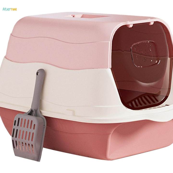 Hooded%20Cat%20Litter%20Box%20with%20Lid%20Easy%20to%20Clean%20Sandbox%20Pet%20Litter%20Box%20with%20Lid%20Pink%20-%20Image%202