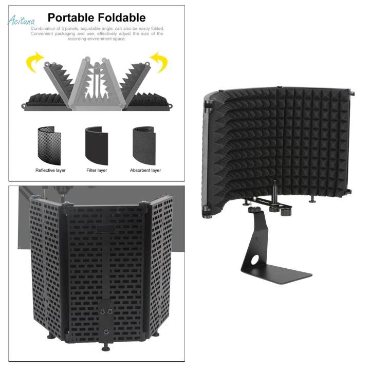 Microphone%20Mic%20Isolation%20Shield+%20Stand%20Soundproofing%20Vocal%20Reflection%20Filter%20-%20Image%204