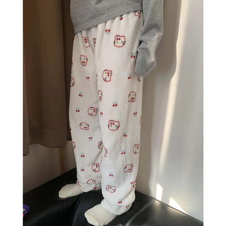 Sanrio%20Hello%20Kitty%20Plush%20Pajama%20Pants%20Anime%20Kt%20Cat%20Coral%20Fleece%20Soft%20Trousers%20Women%20Casual%20Home%20Trousers%20Kawaii%20Birthday%20Gift%20-%20Image%202