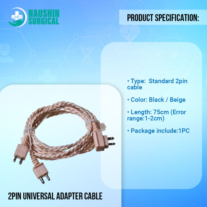 2pin%20Universal%20Black/Beige%20Adapter%20Cable%20Hearing%20Aid%20Receiver%20For%20Pocket%20Wire%20Standard%20Power%20Cord%20-%20Image%202
