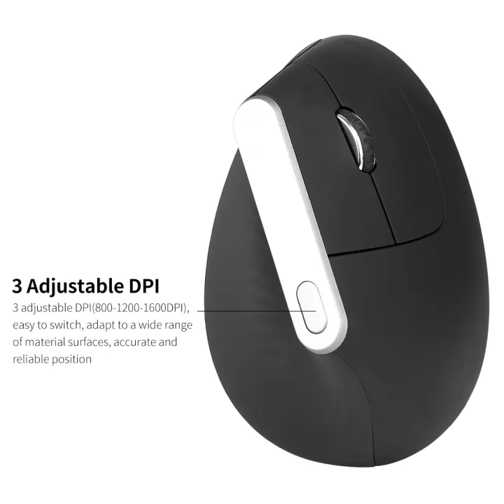 HXSJ%202.4G%20%20Optical%20Mouse%20Vertical%20Mouse%206%20Keys%20Ergonomic%20Mice%20With%203-Gear%20Adjustable%20Dpi%20For%20Pc%20Lapt-op%20Black%20-%20Image%205