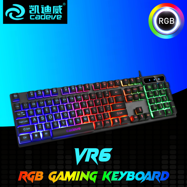 Rgb%20Backlit%20Cadeve%20Vr6%20Wired%20Gaming%20Keyboard%20-%20Ergonomic%20Design%20For%20Precision%20Gaming%20Pc%20Control%20-%20Image%205