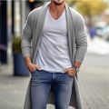 2024 Autumn Men's Knitted Cardigan Casual Long Sweaters Male Long Sleeve Outerwear Solid Color Loose Streetwear Knit Jacket. 