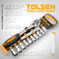 TOLSEN 12Pcs Quick Release Reversible Ratchet Handle w/ Socket Set (1/2" Drive) Industrial Series 15152.