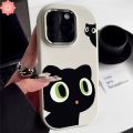 Cartoon Lovely Sweet Black Cat Phone Case Compatible for IPhone 11 15 14 12 13 Pro Max 7Plus XR 8 7 Plus X XS Max Cartoon Cute Cat Luxury Electroplate Plating Metal Lens Soft Cover. 