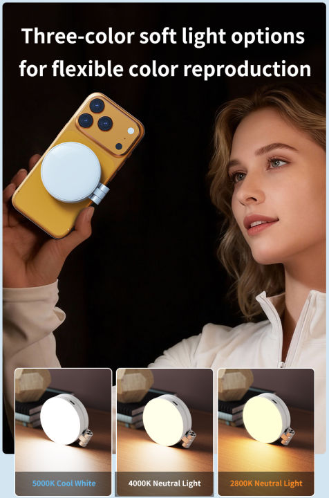 Mobilife Magnetic LED Selfie Light for iPhone & Android, Rechargeable Portable Fill Light for Video Call, Live Streaming & Content Creation