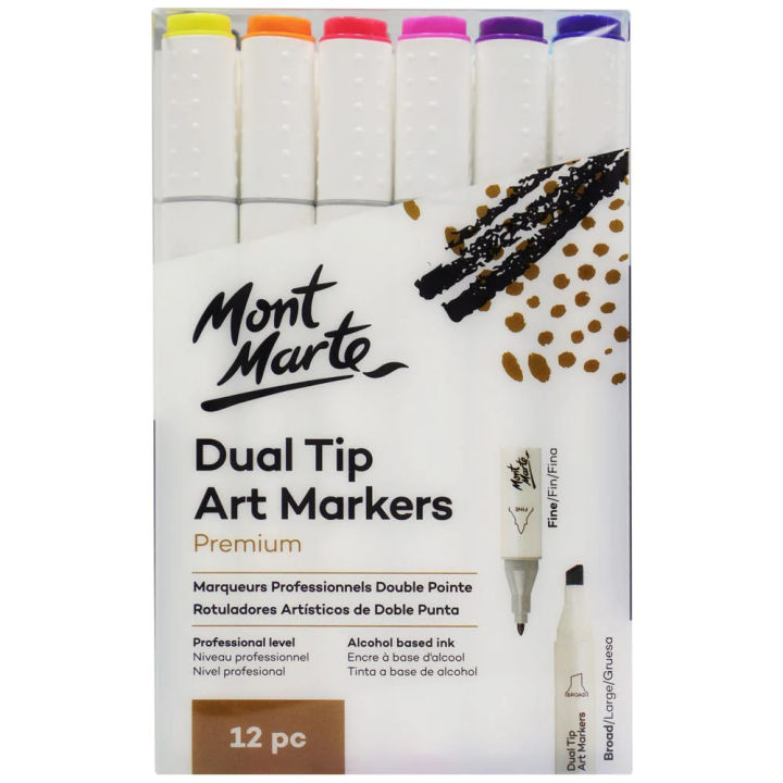 Mont Marte Dual Tip Art Markers Premium 12 Pcs