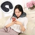 Inflatable U-shape Travel Pillows Airplane Panda Cushion Short Plush Fabric Neck Pillow Car Office Nap Headrest Nackenkissen.